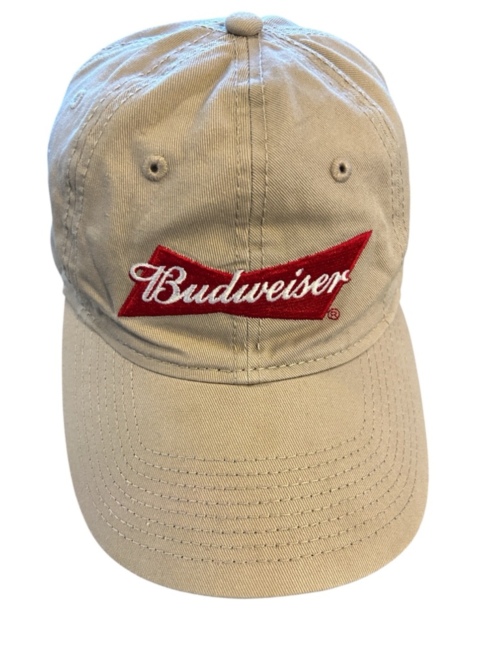 Budweiser Unisex Tan Hat with Red Embroidered Logo